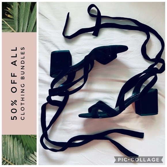 Kenneth Cole Shoes - Kenneth Cole • Valley Suede Ankle Wrap Block Heels